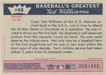 2004 Fleer National Pastime - 1959 Ted Williams Reprint #48 Ted Williams Back