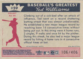 2004 Fleer National Pastime - 1959 Ted Williams Reprint #59 Ted Williams Back