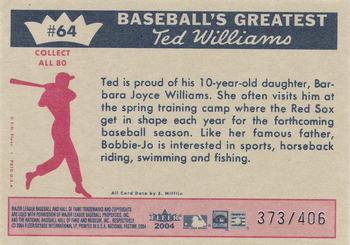 2004 Fleer National Pastime - 1959 Ted Williams Reprint #64 Ted Williams Back