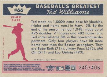 2004 Fleer National Pastime - 1959 Ted Williams Reprint #66 Ted Williams Back