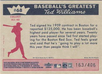2004 Fleer National Pastime - 1959 Ted Williams Reprint #68 Ted Williams Back