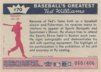 2004 Fleer National Pastime - 1959 Ted Williams Reprint #70 Ted Williams Back