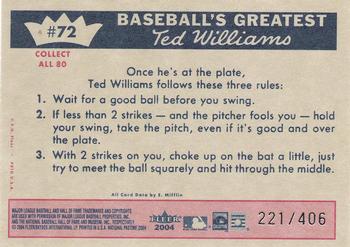 2004 Fleer National Pastime - 1959 Ted Williams Reprint #72 Ted Williams Back