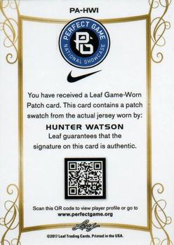 2017 Leaf Perfect Game National Showcase - Patch Autographs Purple #PA-HW1 Hunter Watson Back