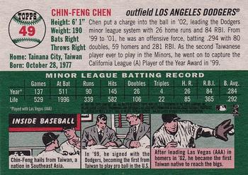 2003 Topps Heritage #49 Chin-Feng Chen Back