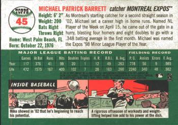 2003 Topps Heritage #45 Michael Barrett Back