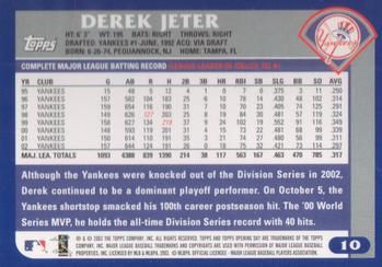 2003 Topps Opening Day #10 Derek Jeter Back