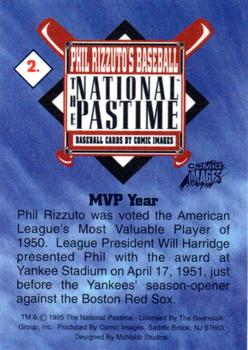 1995 Comic Images Phil Rizzuto's Baseball: The National Pastime - Phil Rizzuto MagnaChrome #2 MVP Year Back