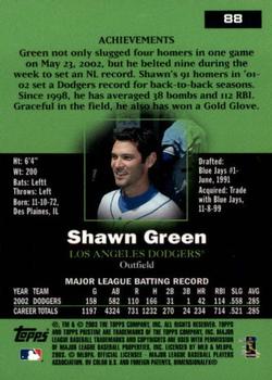 2003 Topps Pristine #88 Shawn Green Back