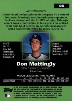 2003 Topps Pristine #99 Don Mattingly Back
