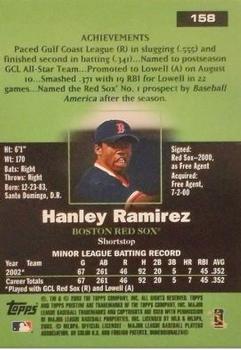 2003 Topps Pristine #158 Hanley Ramirez Back
