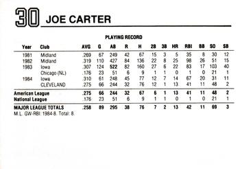 1985 Polaroid/JCPenney Cleveland Indians #NNO Joe Carter Back