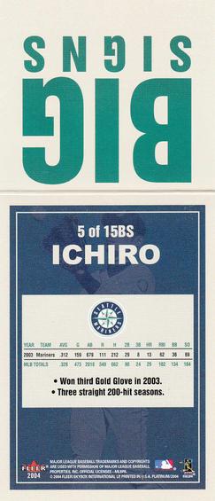 2004 Fleer Platinum - Big Signs #5BS Ichiro Suzuki Back