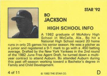 1992 Star Bo Jackson #4 Bo Jackson Back