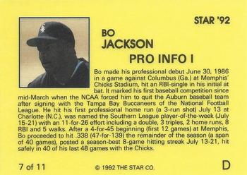 1992 Star Bo Jackson #7 Bo Jackson Back