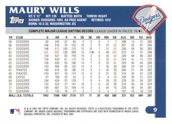 2003 Topps Retired Signature Edition #9 Maury Wills Back