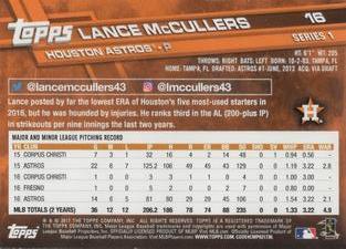 2017 Topps On-Demand Mini - Orange #16 Lance McCullers Back