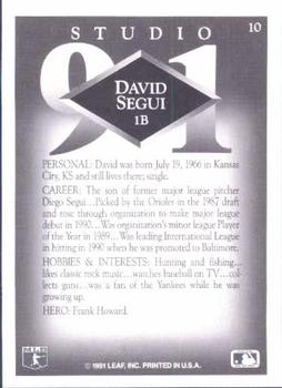 1991 Studio #10 David Segui Back