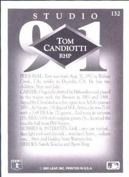 1991 Studio #132 Tom Candiotti Back