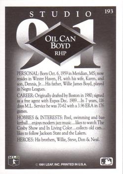 1991 Studio #193 Oil Can Boyd Back