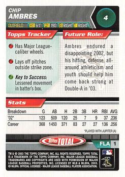 2003 Topps Total #4 Chip Ambres Back