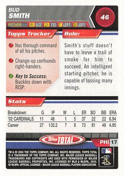 2003 Topps Total #46 Bud Smith Back