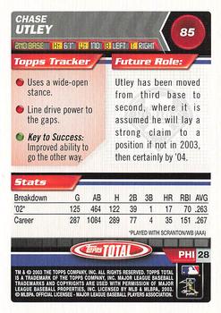 2003 Topps Total #85 Chase Utley Back