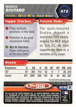 2003 Topps Total #872 Marco Scutaro Back