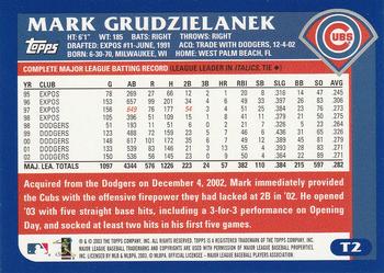 2003 Topps Traded & Rookies #T2 Mark Grudzielanek Back