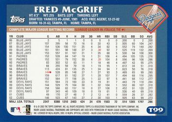 2003 Topps Traded & Rookies #T99 Fred McGriff Back