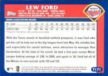 2003 Topps Traded & Rookies #T171 Lew Ford Back