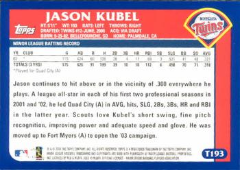 2003 Topps Traded & Rookies #T193 Jason Kubel Back