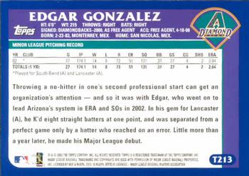 2003 Topps Traded & Rookies #T213 Edgar Gonzalez Back