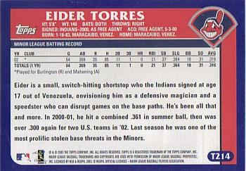 2003 Topps Traded & Rookies #T214 Eider Torres Back
