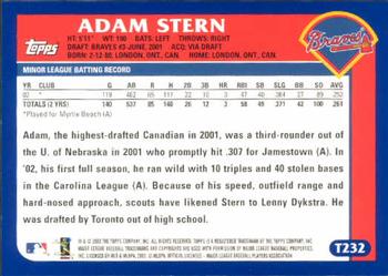 2003 Topps Traded & Rookies #T232 Adam Stern Back