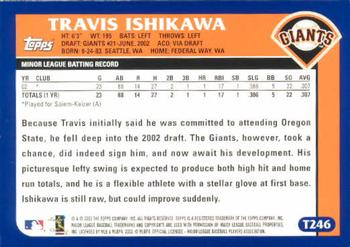 2003 Topps Traded & Rookies #T246 Travis Ishikawa Back