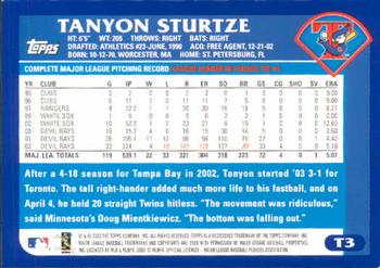2003 Topps Traded & Rookies #T3 Tanyon Sturtze Back