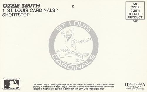 1989 Barry Colla Ozzie Smith Postcards #2 Ozzie Smith Back