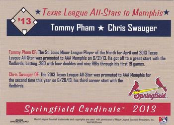 2013 Grandstand Springfield Cardinals SGA #NNO Texas League All Stars to Memphis ( Tommy Pham / Chris Swauger) Back