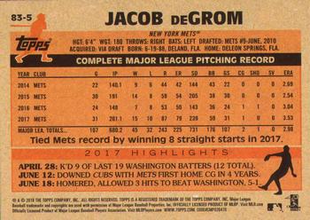 2018 Topps - 1983 Topps Baseball 35th Anniversary #83-5 Jacob deGrom Back