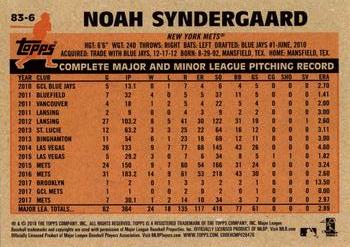 2018 Topps - 1983 Topps Baseball 35th Anniversary #83-6 Noah Syndergaard Back