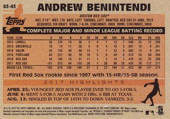 2018 Topps - 1983 Topps Baseball 35th Anniversary #83-43 Andrew Benintendi Back
