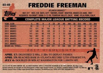 2018 Topps - 1983 Topps Baseball 35th Anniversary #83-49 Freddie Freeman Back