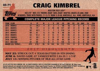 2018 Topps - 1983 Topps Baseball 35th Anniversary #83-71 Craig Kimbrel Back