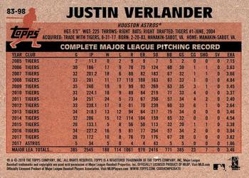 2018 Topps - 1983 Topps Baseball 35th Anniversary #83-98 Justin Verlander Back
