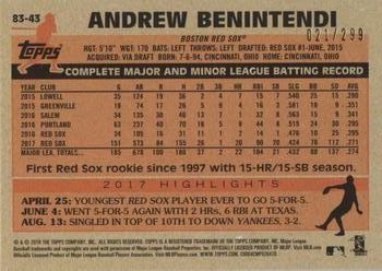 2018 Topps - 1983 Topps Baseball 35th Anniversary Black #83-43 Andrew Benintendi Back