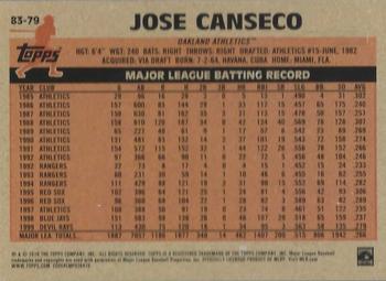 2018 Topps - 1983 Topps Baseball 35th Anniversary Black #83-79 Jose Canseco Back