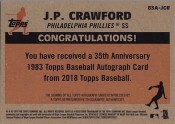 2018 Topps - 1983 Topps Baseball 35th Anniversary Autographs (Series One) #83A-JCR J.P. Crawford Back
