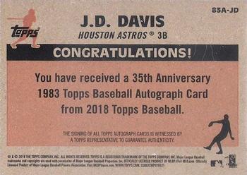 2018 Topps - 1983 Topps Baseball 35th Anniversary Autographs (Series One) #83A-JD J.D. Davis Back