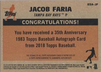 2018 Topps - 1983 Topps Baseball 35th Anniversary Autographs (Series One) #83A-JF Jacob Faria Back